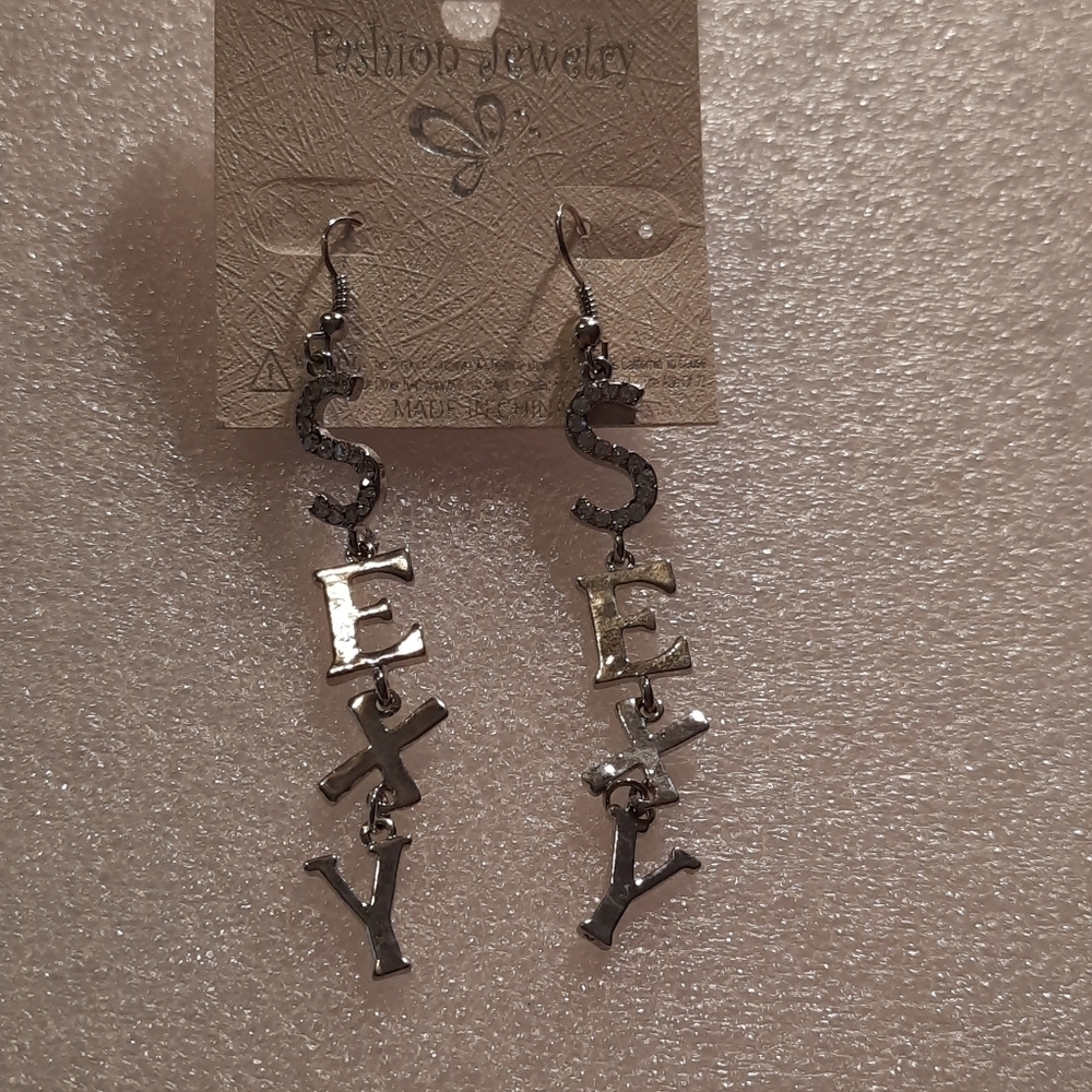Sexy Earrings Silvertone NWT